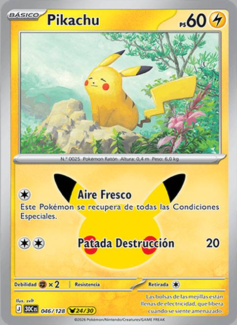 Pikachu 046/128 Celebración 30.º Aniversario Español Holo