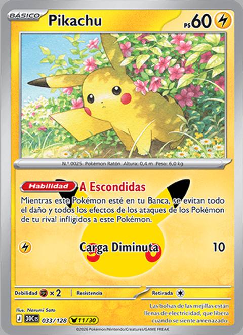 Pikachu 033/128 Celebración 30.º Aniversario Español Holo