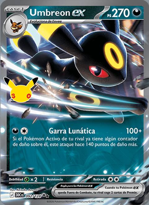 Umbreon ex 092/128 Celebración 30.º Aniversario Español Holo