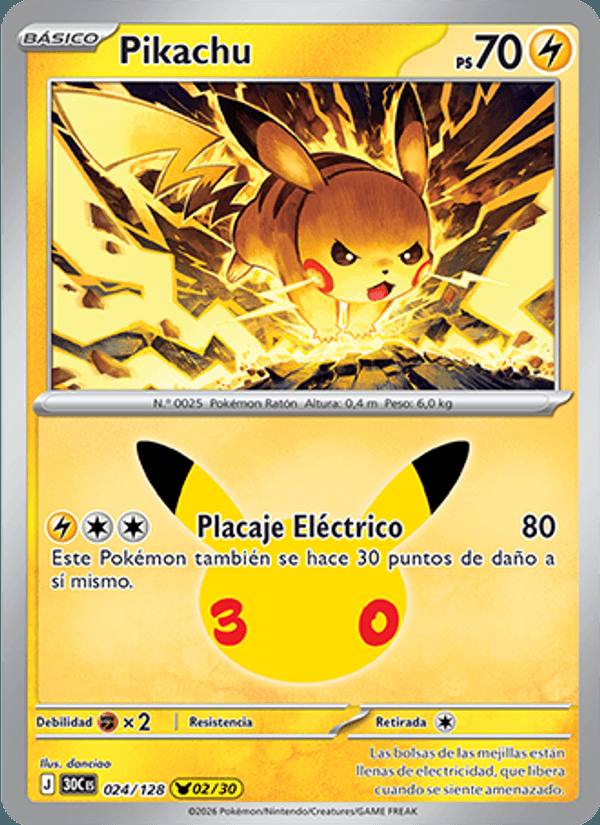 Pikachu 024/128 Celebración 30.º Aniversario Español Holo