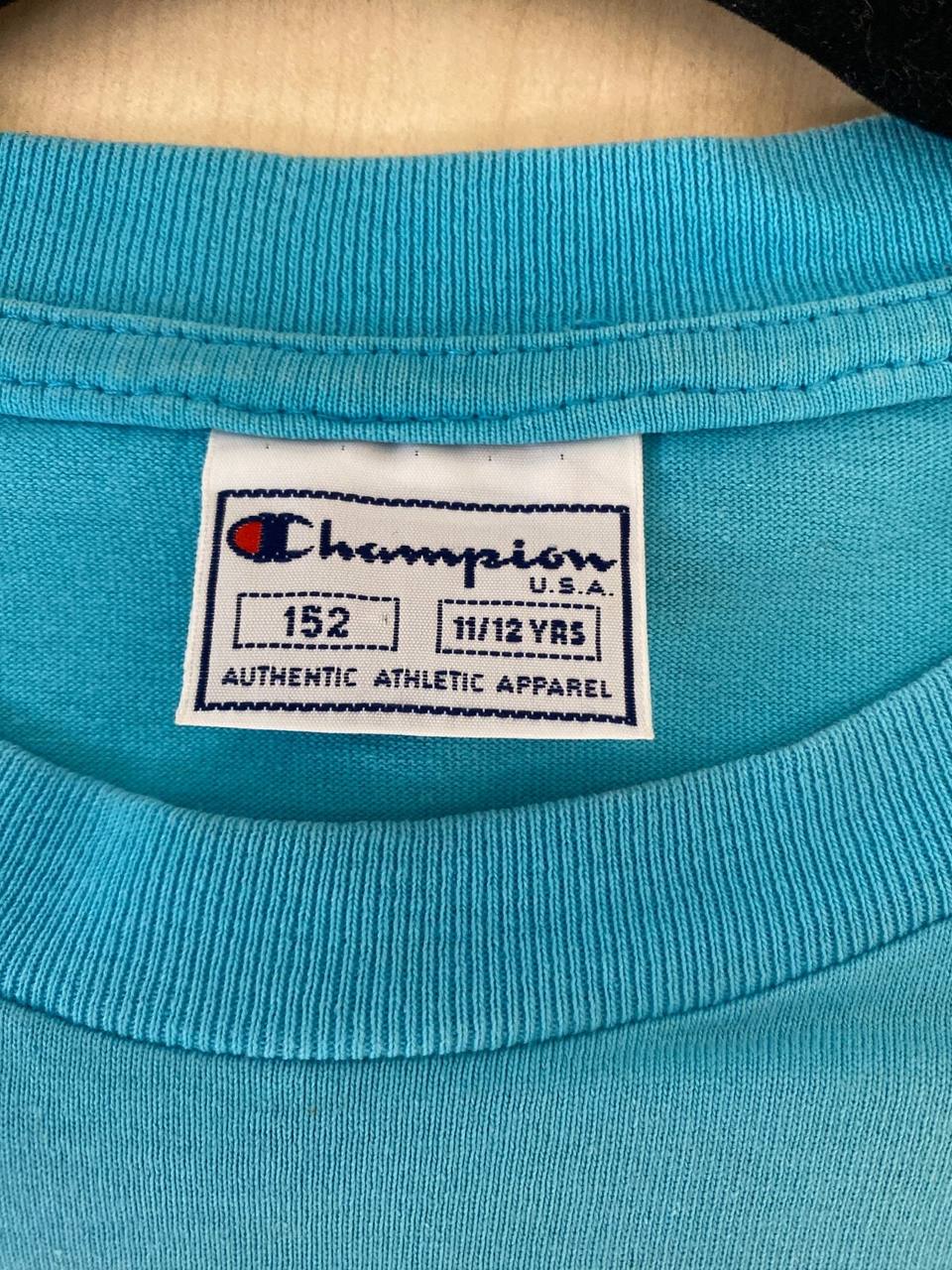 Champion camiseta turquesa logo bordado Vintage Streetwear — foto 6