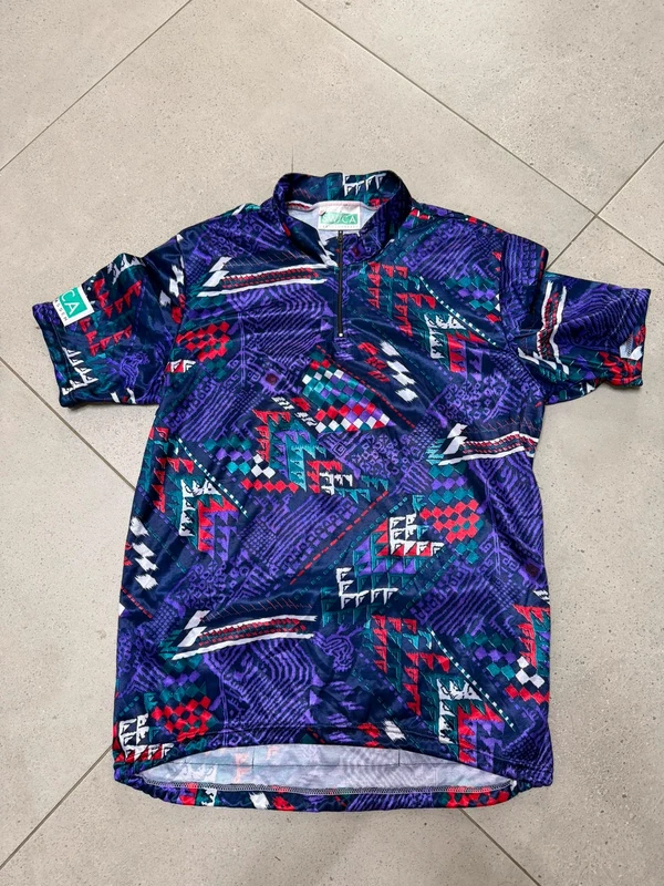 Maillot Ciclismo Vintage Swica 90s - Print Geométrico Retro Talla M