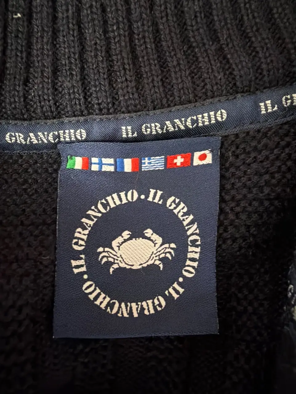 Il Granchio chaqueta punto cuello alto azul marino Vintage — foto 7