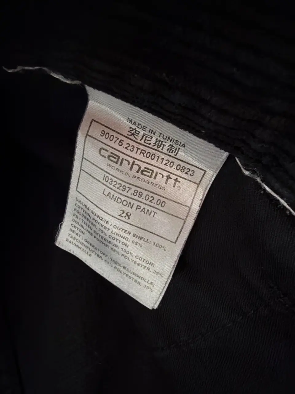Carhartt WIP pantalón pana negro vintage workwear ancho — foto 4