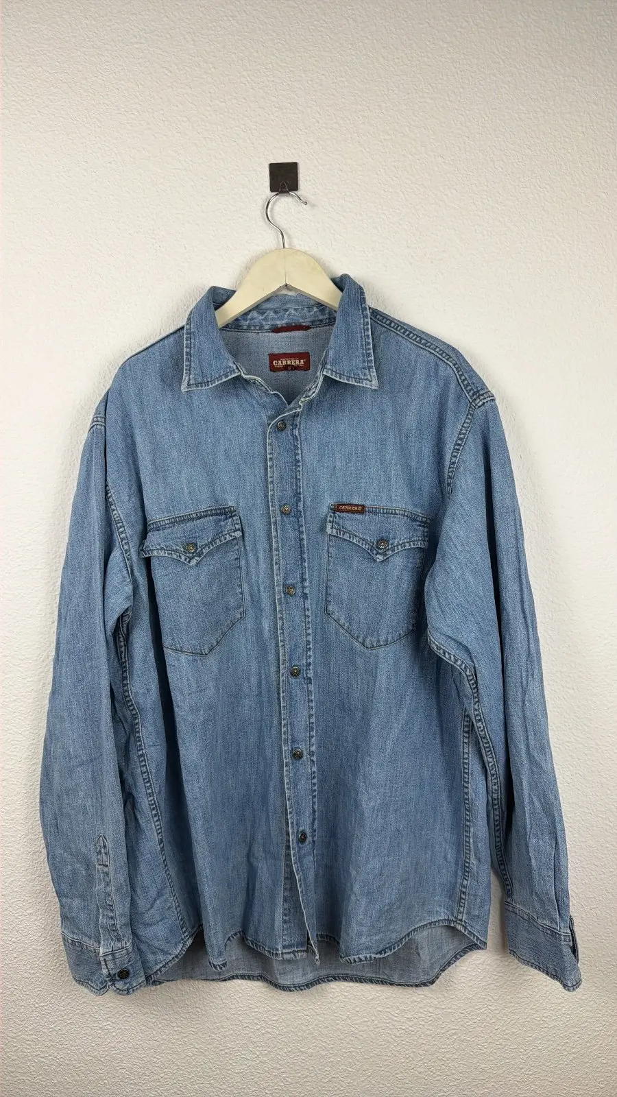 Carrera camisa vaquera hombre western denim vintage, azul — foto 2