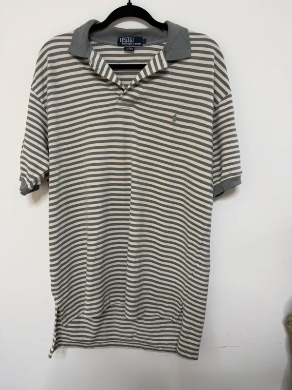 Polo Ralph Lauren Vintage A Rayas Gris y Blanco - Talla L