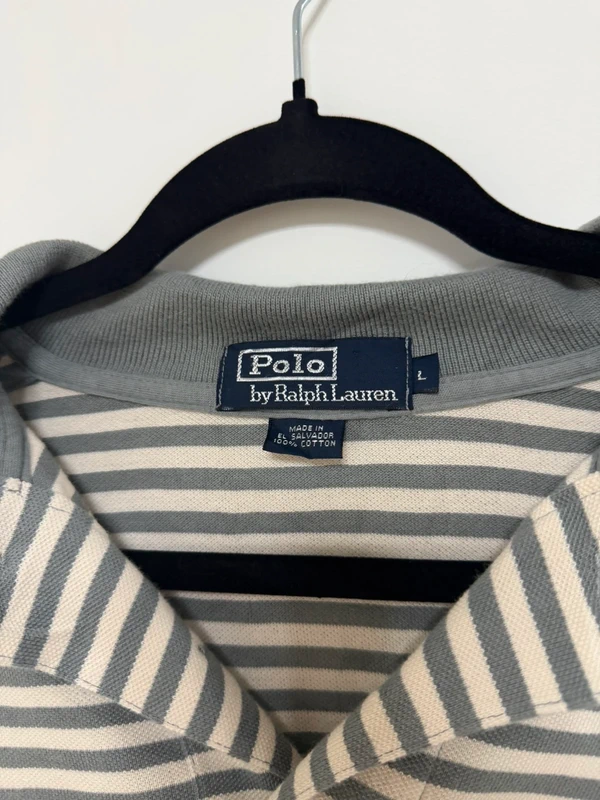 Polo Ralph Lauren Vintage A Rayas Gris y Blanco - Talla L — foto 3