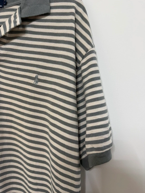 Polo Ralph Lauren Vintage A Rayas Gris y Blanco - Talla L — foto 4