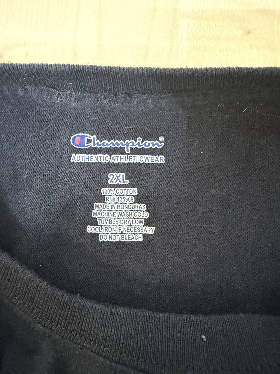 Champion Camiseta Negra Talla 2XL Vintage Basica Algodon, negro — foto 4