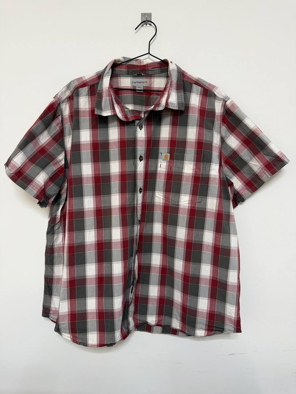 Camisa Manga Corta Carhartt Cuadros Rojo/Gris Talla XXL Regular
