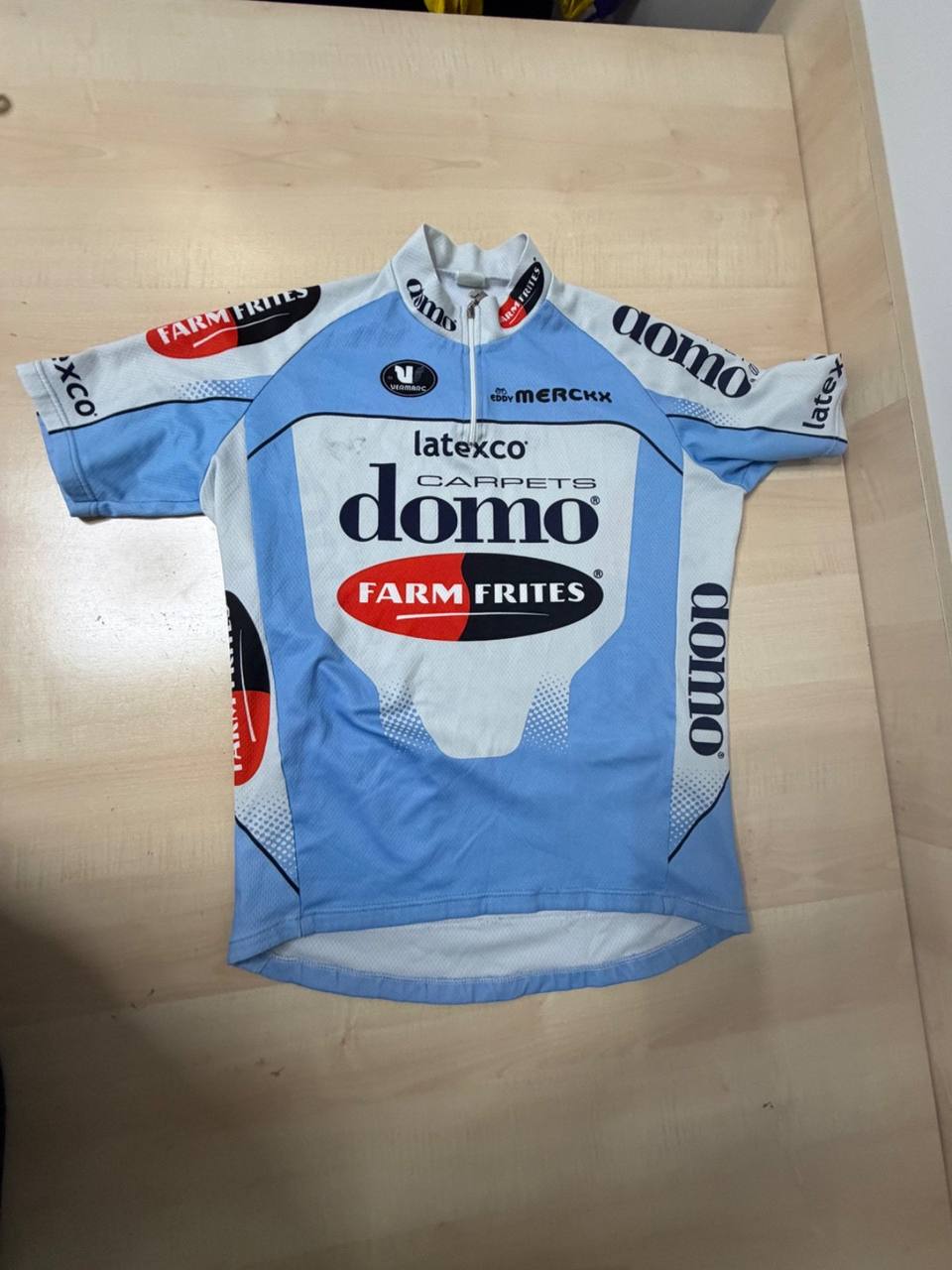 Vermarc maillot ciclismo Domo-Farm Frites Merckx vintage, azul celeste
