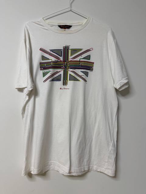 Ben Sherman Men's T-Shirt XL White Union Jack Tube Map Graphic Mod