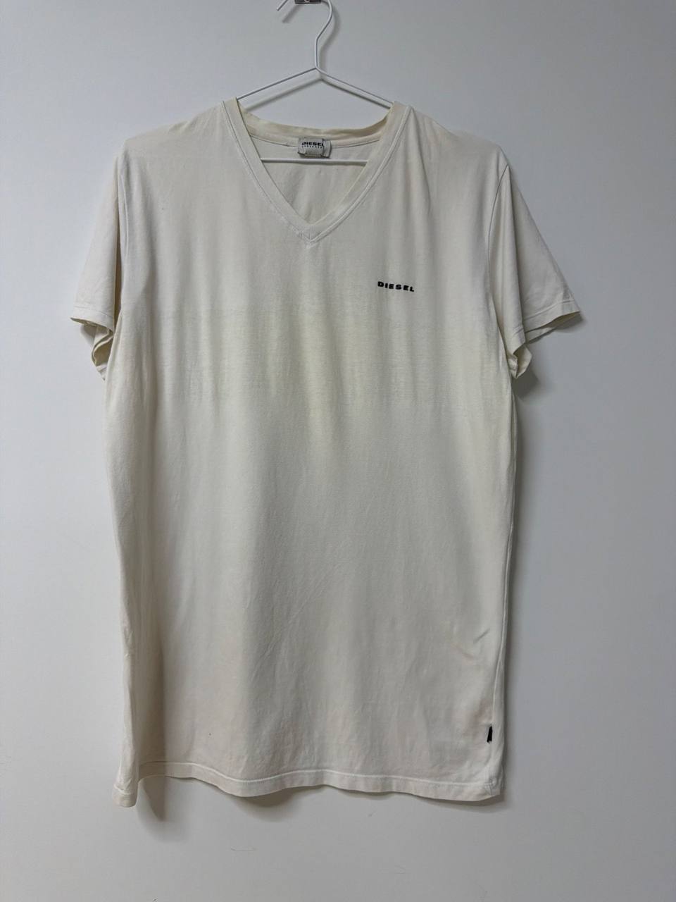 Diesel Underwear camiseta cuello pico blanco roto vintage