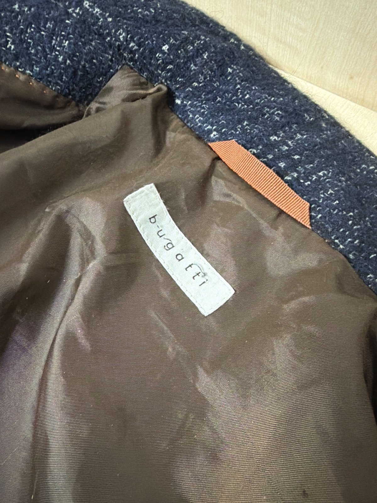 Bugatti Men's Wool Coat Alpaca Blend Textured Navy Blue Tweed Size 52 — foto 8