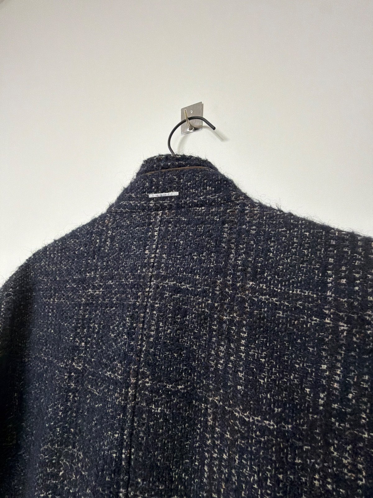 Bugatti Men's Wool Coat Alpaca Blend Textured Navy Blue Tweed Size 52 — foto 4