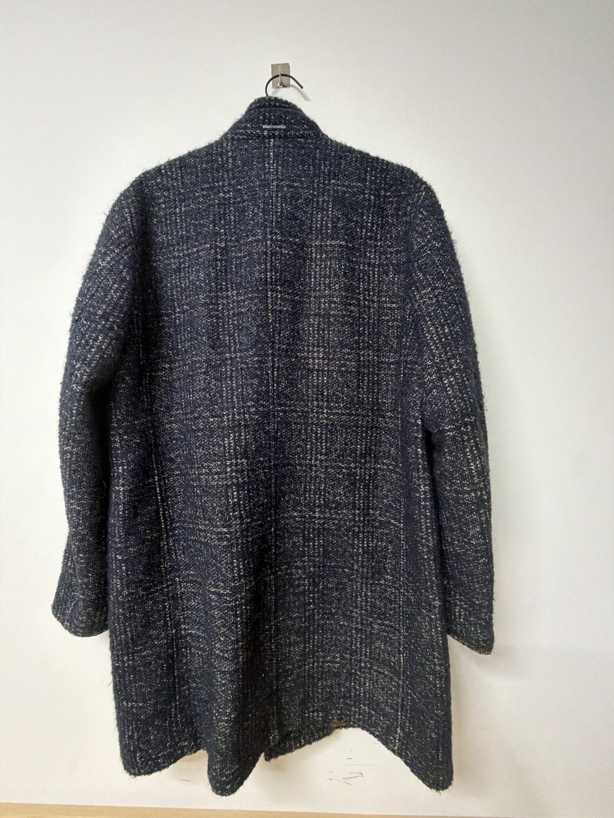 Bugatti Men's Wool Coat Alpaca Blend Textured Navy Blue Tweed Size 52 — foto 3