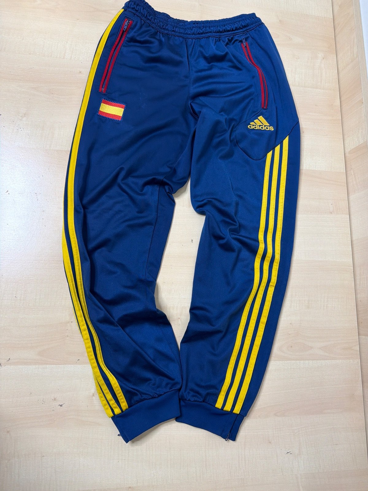 Adidas Track Pants Spain National Team Navy Blue Yellow Y2K Youth Size 164