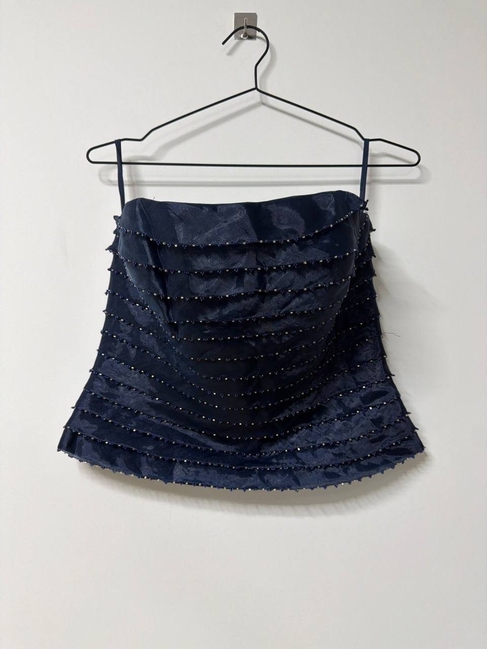 Corset azul marino pedreria talla L vintage noche