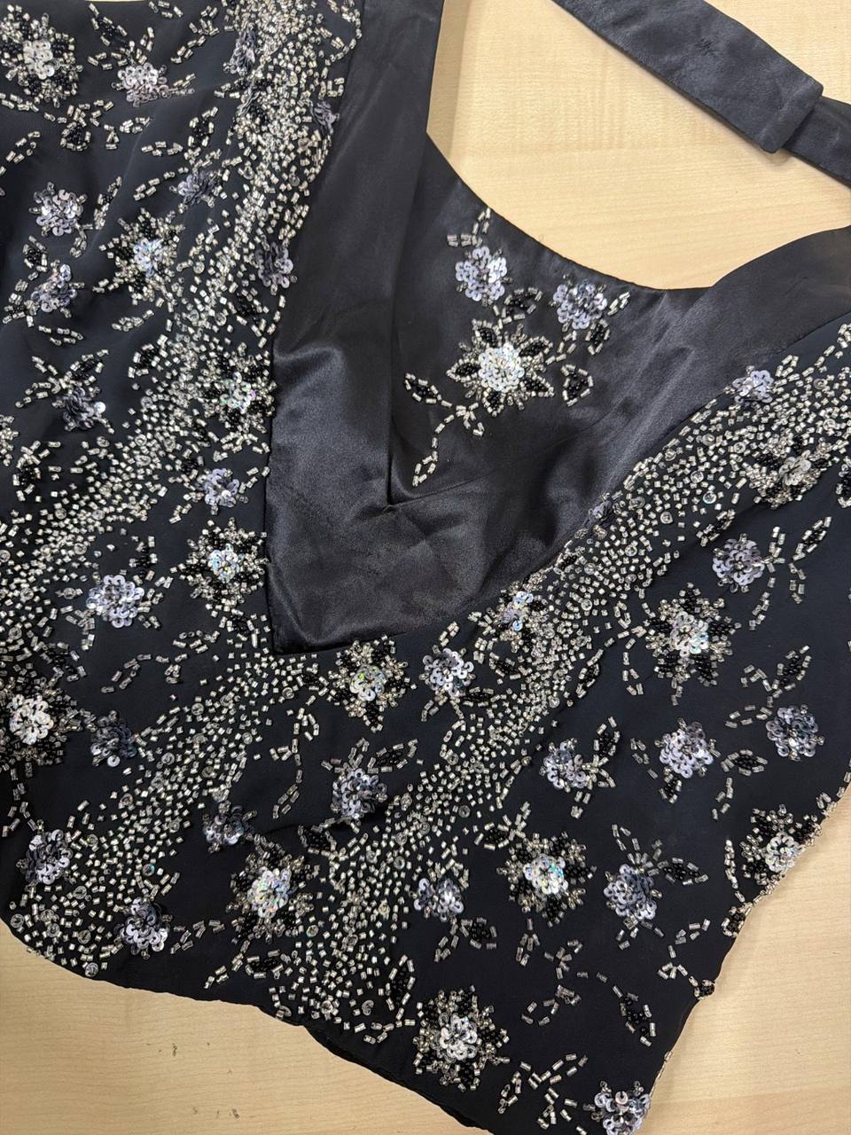 CRIO' Halter Top - Vintage Black Beaded Sequin Corset Y2K, negro — foto 2