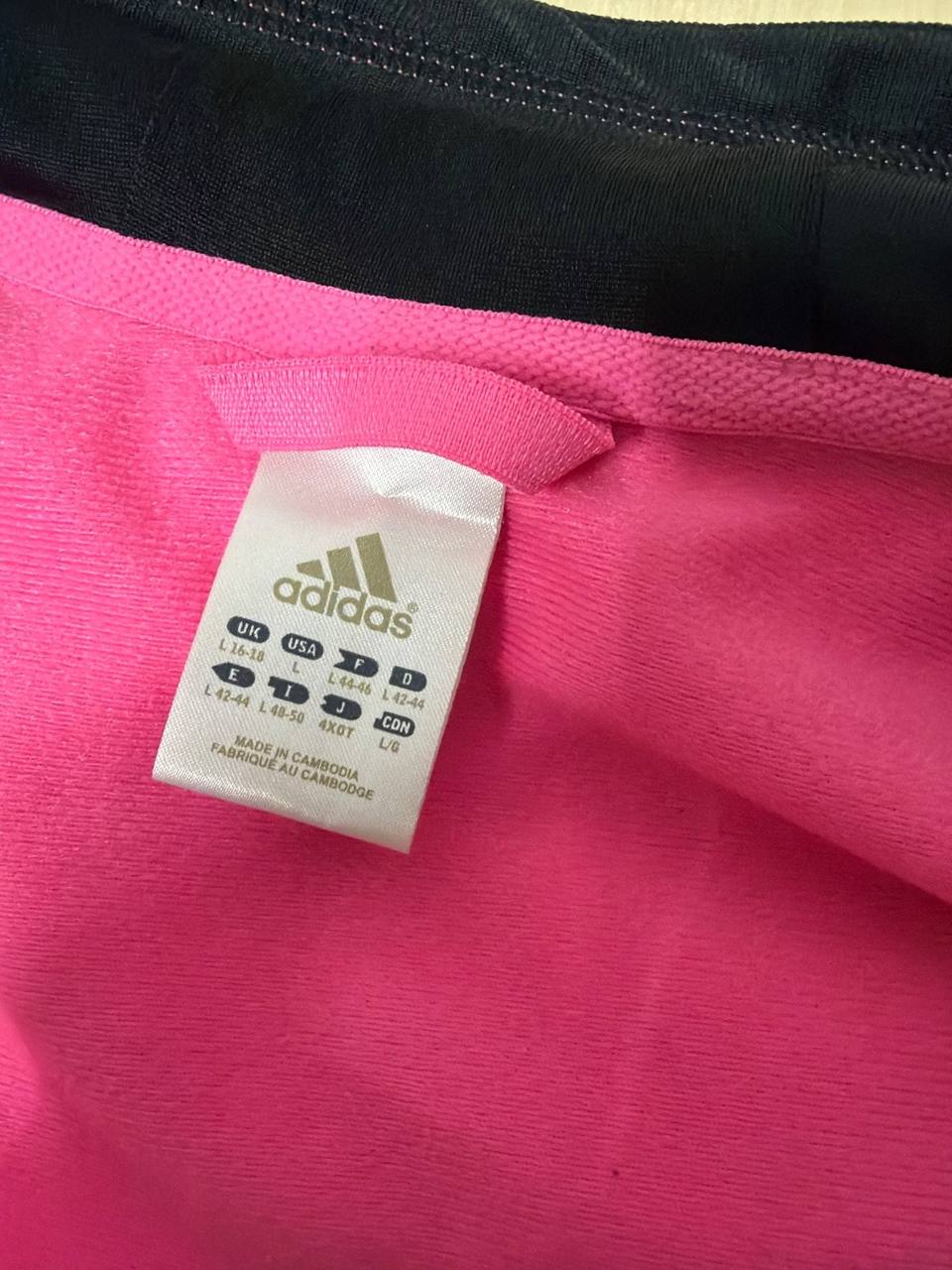 Adidas Pink & Black Zip-Up Hoodie / Track Jacket Size L, rosa — foto 4
