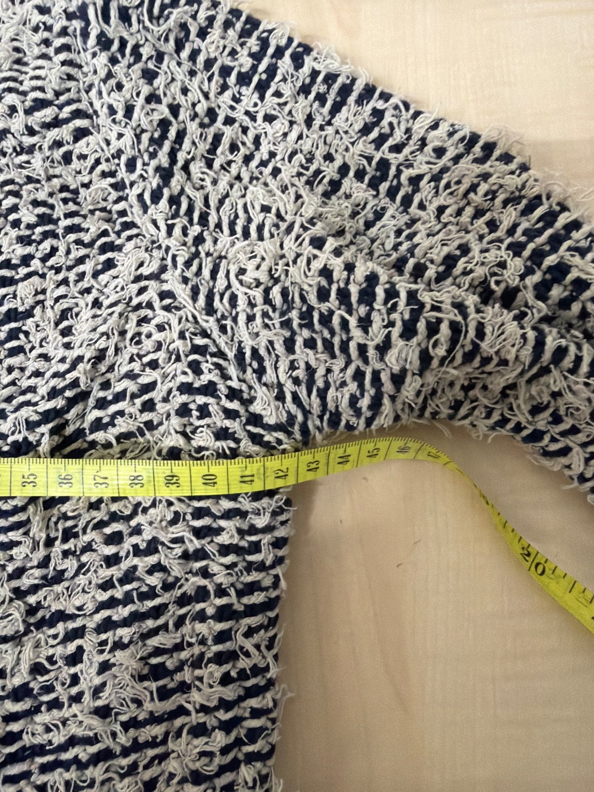 MAX&Co. Textured Knit Zip Cardigan Navy Blue Cream Jacket Size S — foto 5