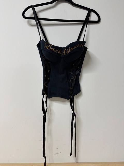 Corsé Vintage Y2K Baci & Abbracci Negro con Lazadas - Talla L