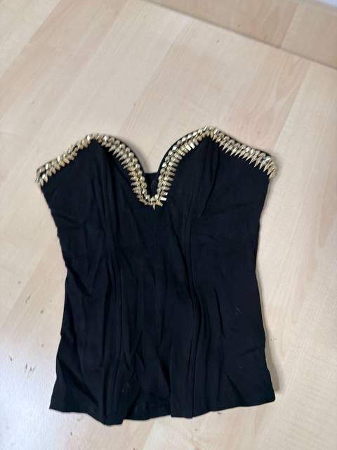Corsé top negro pinchos dorados Talla S Fiesta Glam Vintage