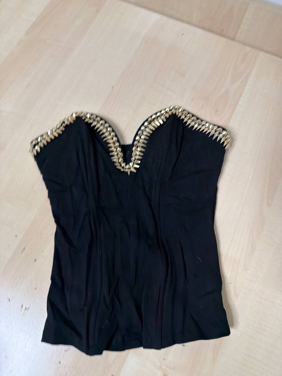Corsé top negro pinchos dorados Talla S Fiesta Glam Vintage