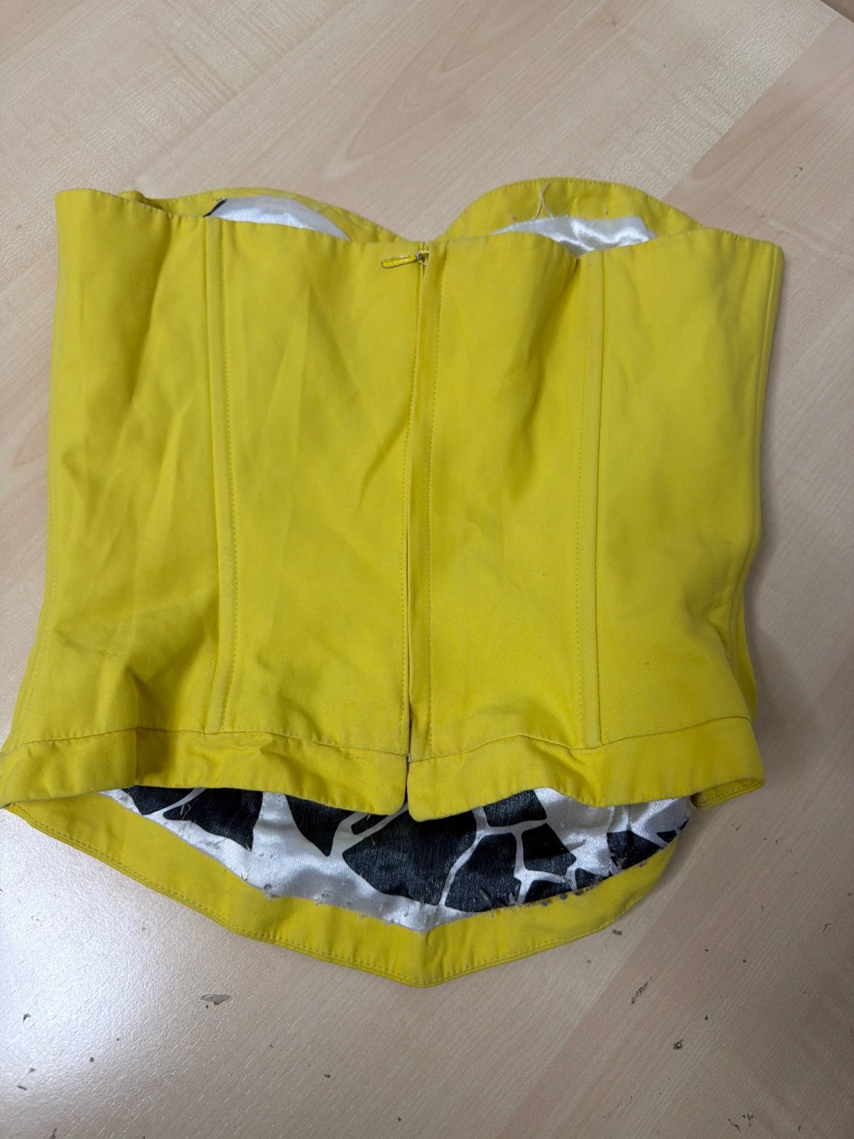 Corset amarillo flúor cremallera espalda Y2K fiesta vintage — foto 3