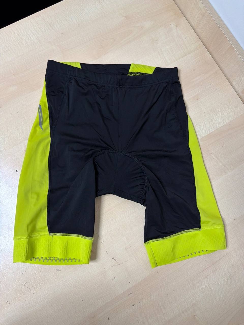 Crivit culotte ciclismo M negro amarillo flúor badana, negro y amarillo flúor