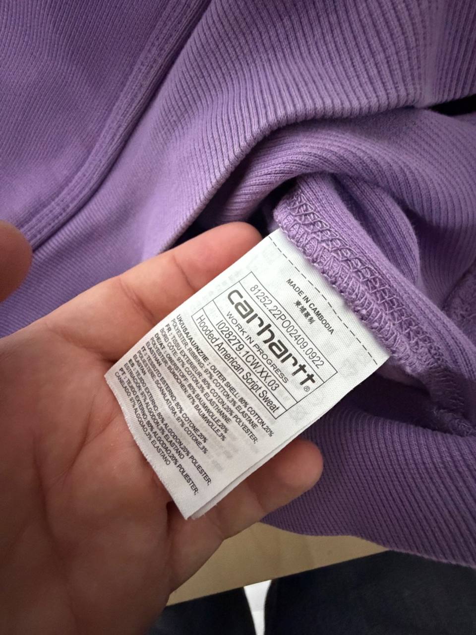 Sudadera Carhartt WIP capucha lila oversize streetwear — foto 7