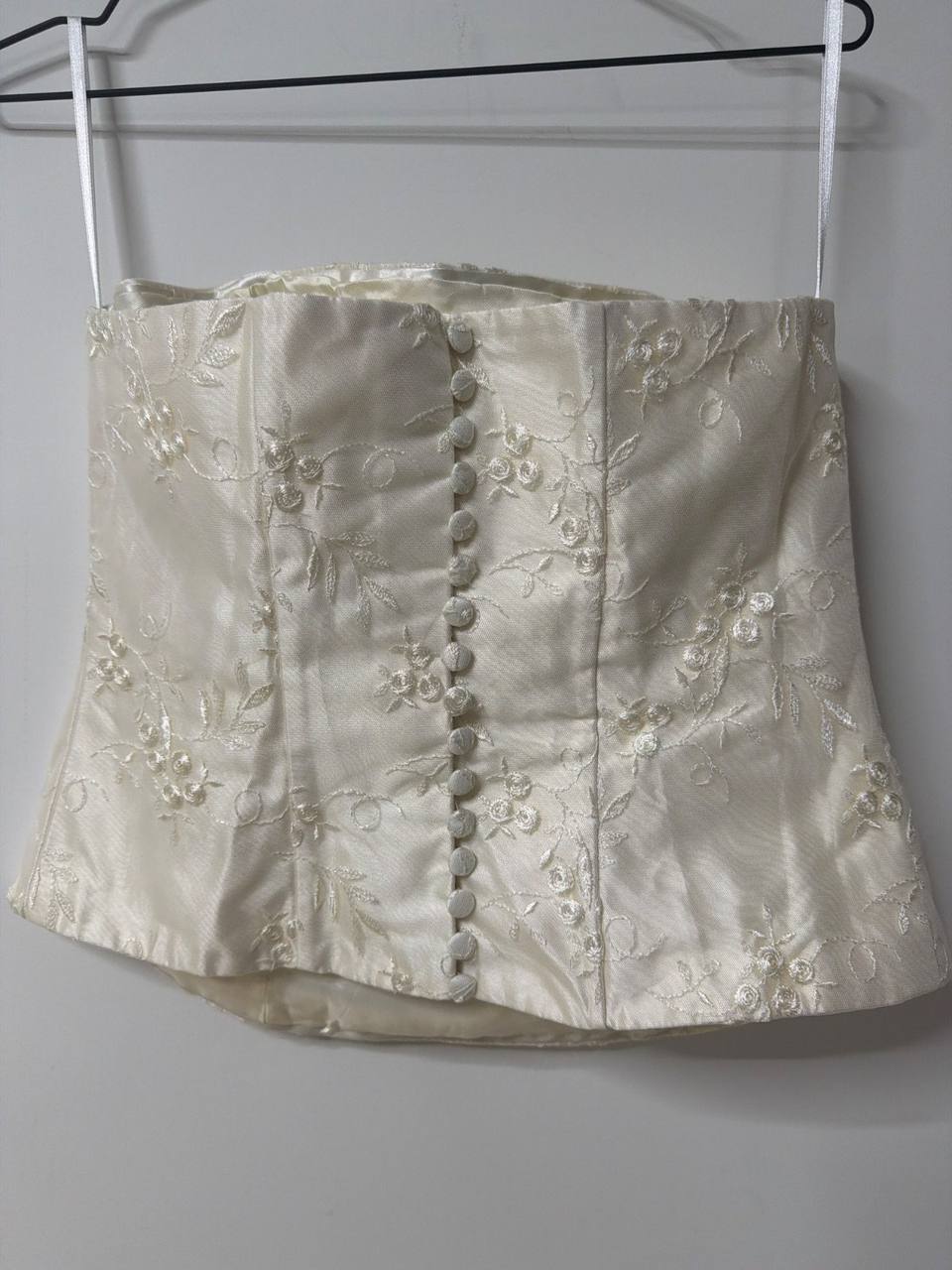 Corsé palabra de honor ivory bordado floral boda vintage, marfil/ivory — foto 4