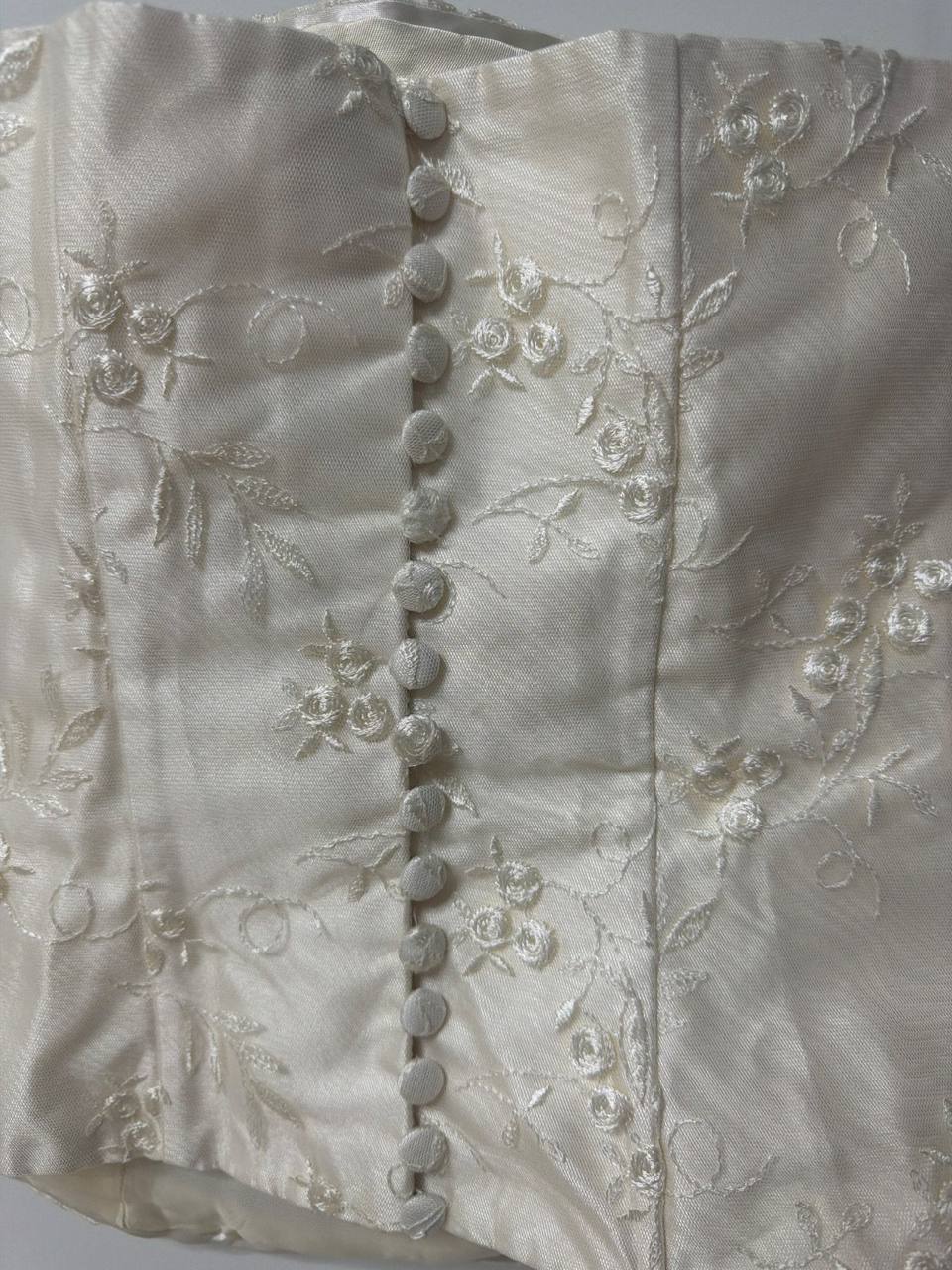 Corsé palabra de honor ivory bordado floral boda vintage, marfil/ivory — foto 5