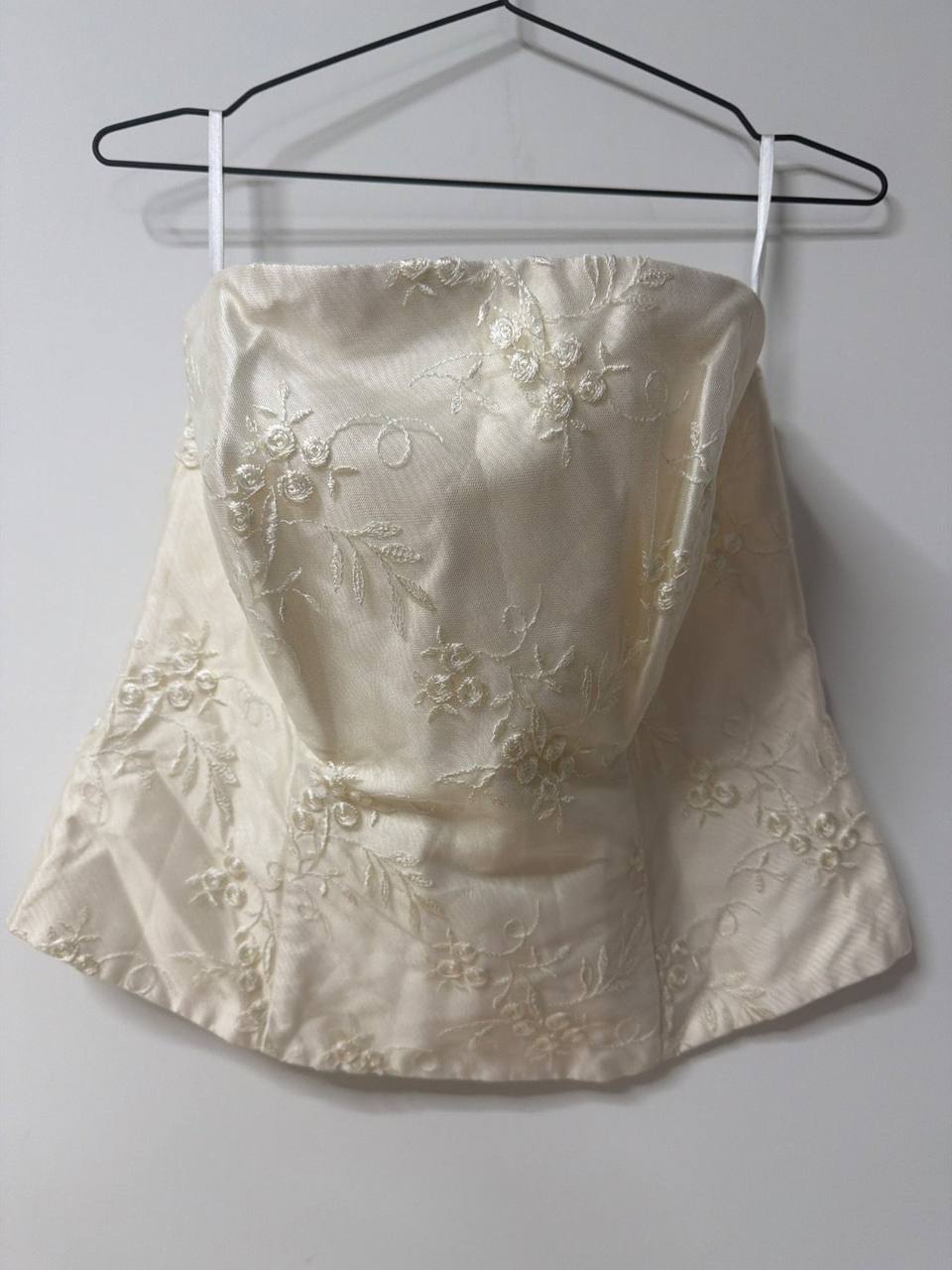 Corsé palabra de honor ivory bordado floral boda vintage, marfil/ivory — foto 2
