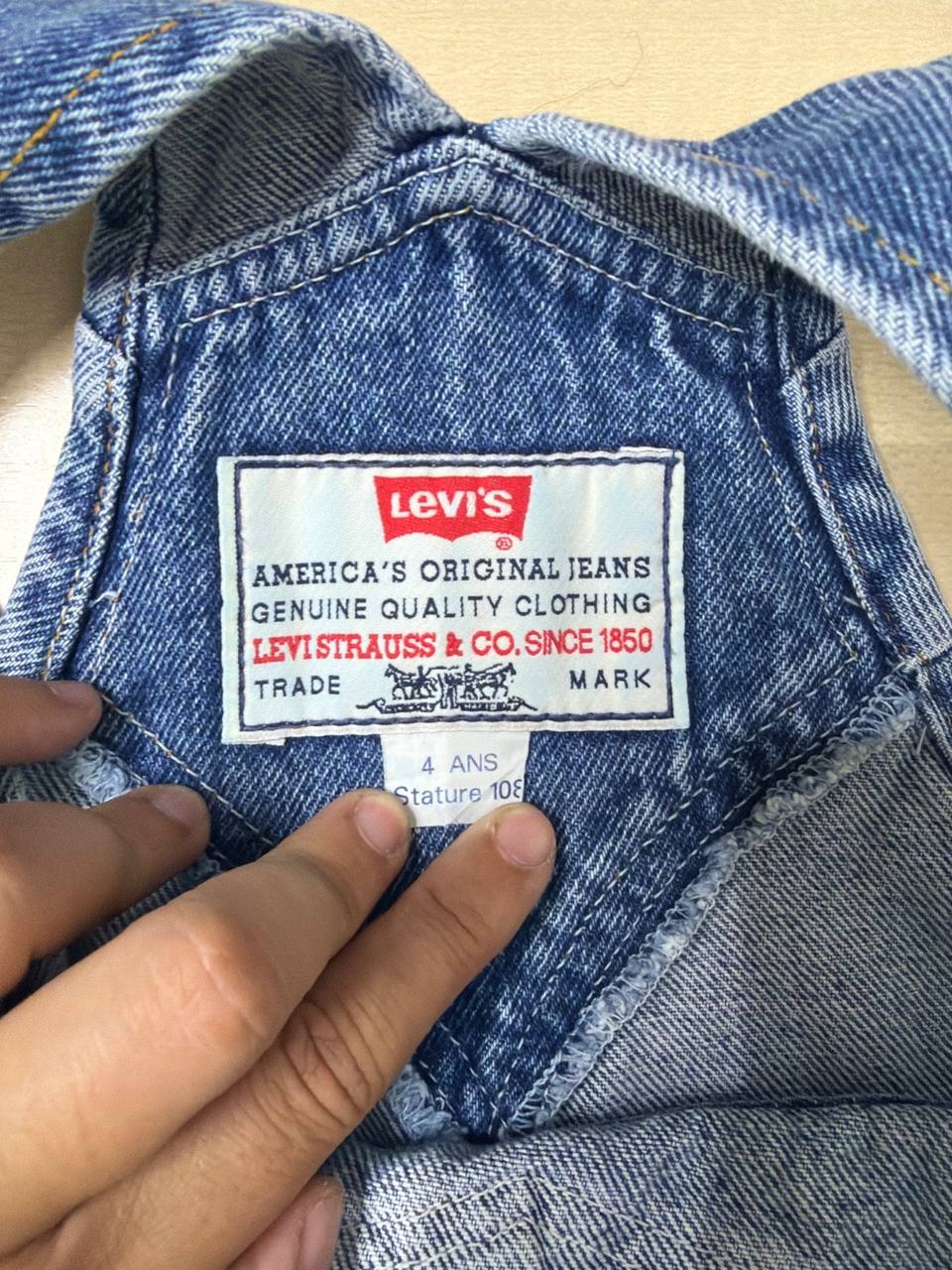 Peto Vaquero Levi's Vintage - Talla 4 Años (108 cm) Denim Dungarees Unisex, azul — foto 6