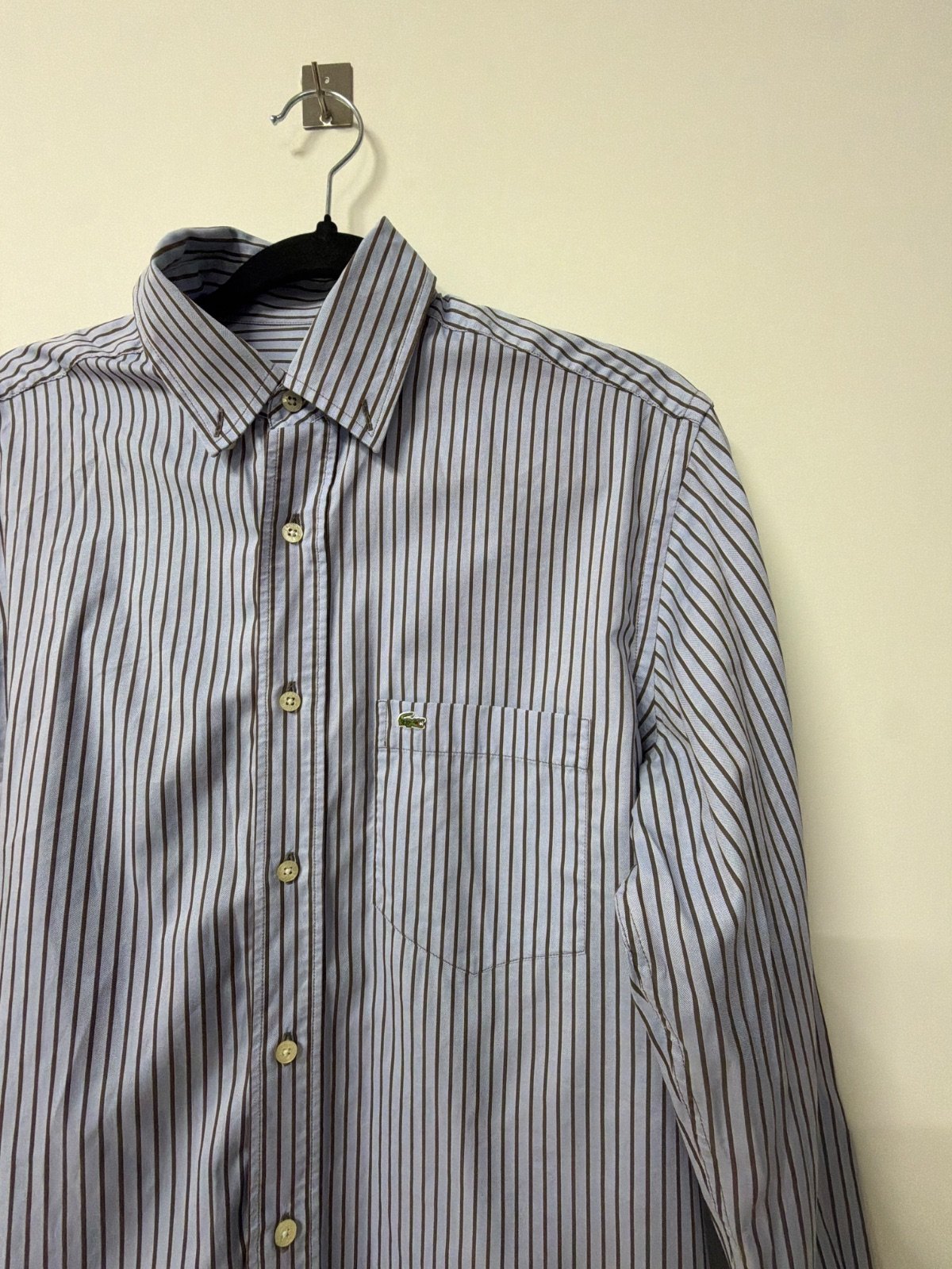 Lacoste camisa rayas azul manga larga Vintage Streetwear — foto 2