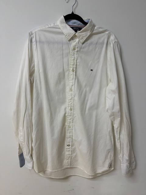 Tommy Hilfiger Camisa Hombre Talla L Blanca Vintage Casual