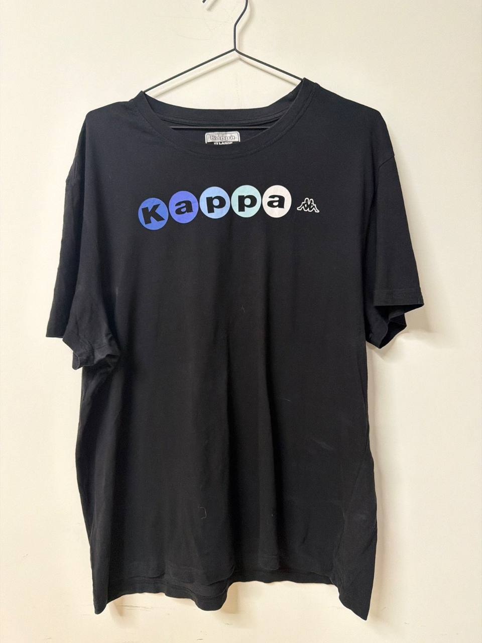 Camiseta Kappa negra logo retro Talla XL streetwear vintage
