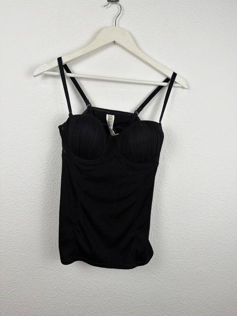 OVS Black Bustier Corset Top Padded Ruched Cups Lingerie Style Size 90B