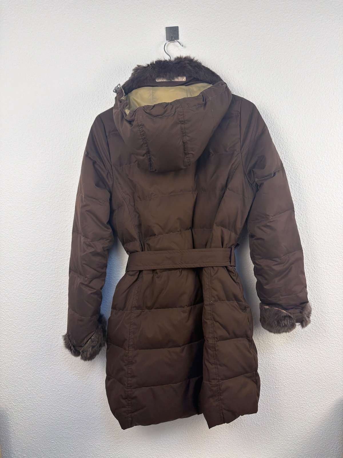 Slam Abrigo Plumas Mujer Talla XS Marrón Capucha Vintage — foto 2