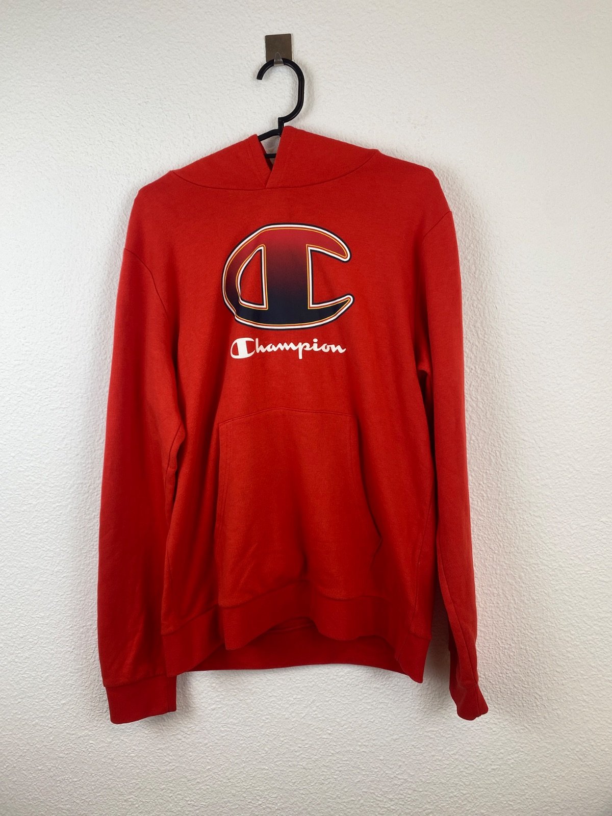Champion sudadera niño capucha roja logo bordado streetwear
