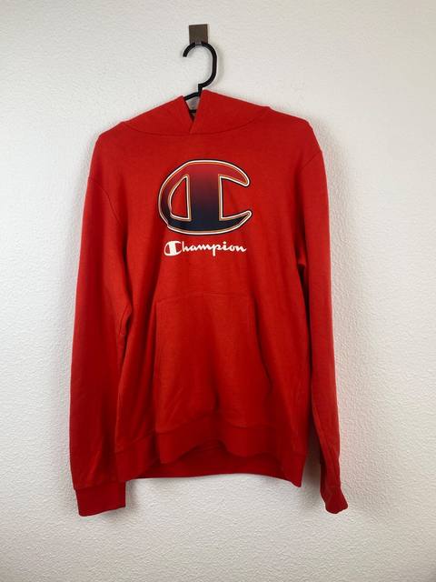 Champion sudadera niño capucha roja logo bordado streetwear