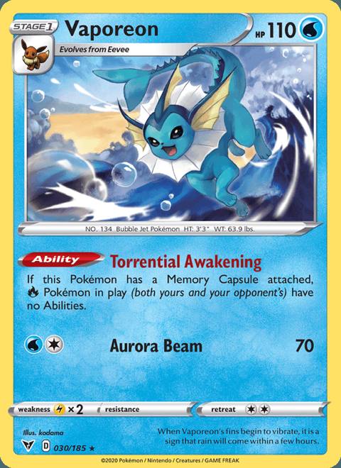 Vaporeon 030/185 Vivid Voltage Inglés Reverse Holo